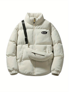 Nicholas - Padded Jacket with Stand Collar — Beige