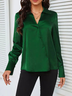 Lorraine - Green Satin Shirt