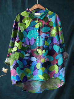 Paulette - Leafy Art Print Shirt — Multicoloured