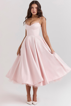 Felicity - Satin Corset Midi Dress