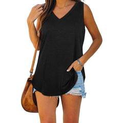 Susannah - V Neck Jersey Tank — Black