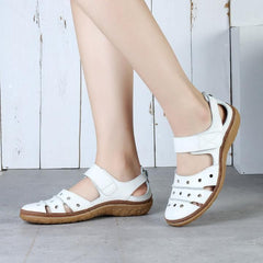 Dominique - Perforated Velcro Sandals