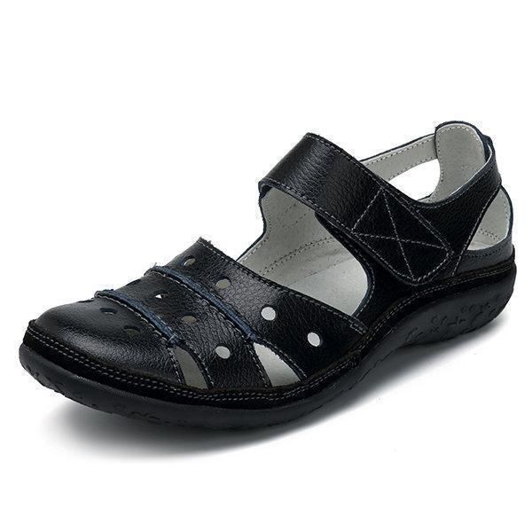 Dominique - Perforated Velcro Sandals