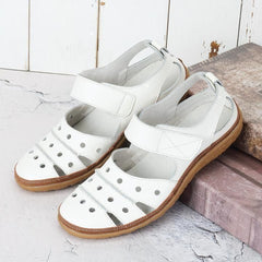 Dominique - Perforated Velcro Sandals