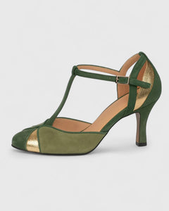 Dorothea - Suede T-Bar Court Heels