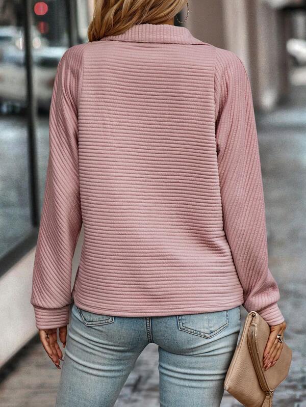 Adrienne - Ribbed Zip Neck Jumper