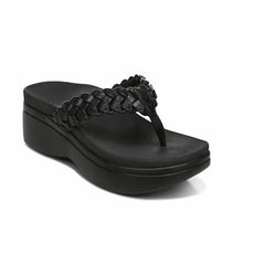 Constance - Braided Toe Post Platform — Black