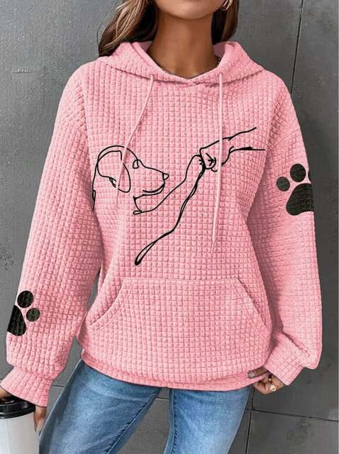 Aria - Waffle Hoodie with Dog Print — Pink