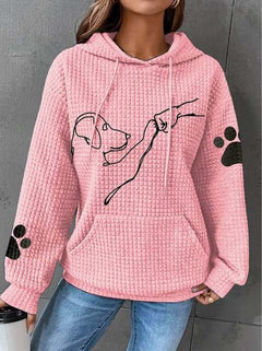 Aria - Waffle Hoodie with Dog Print — Pink