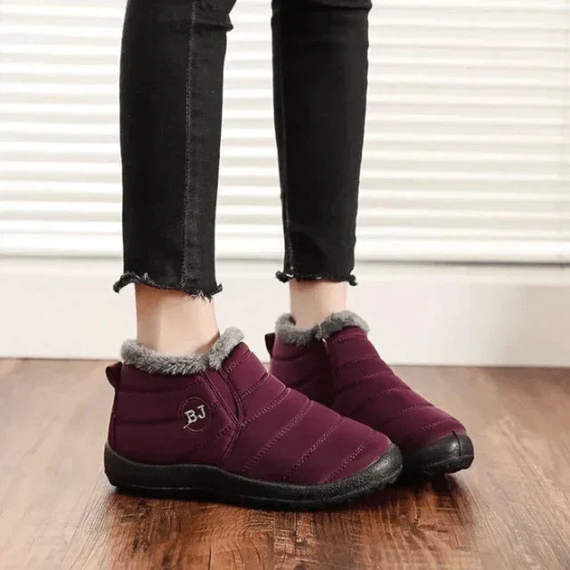 Candice - Padded Ankle Snow Boots — Wine red