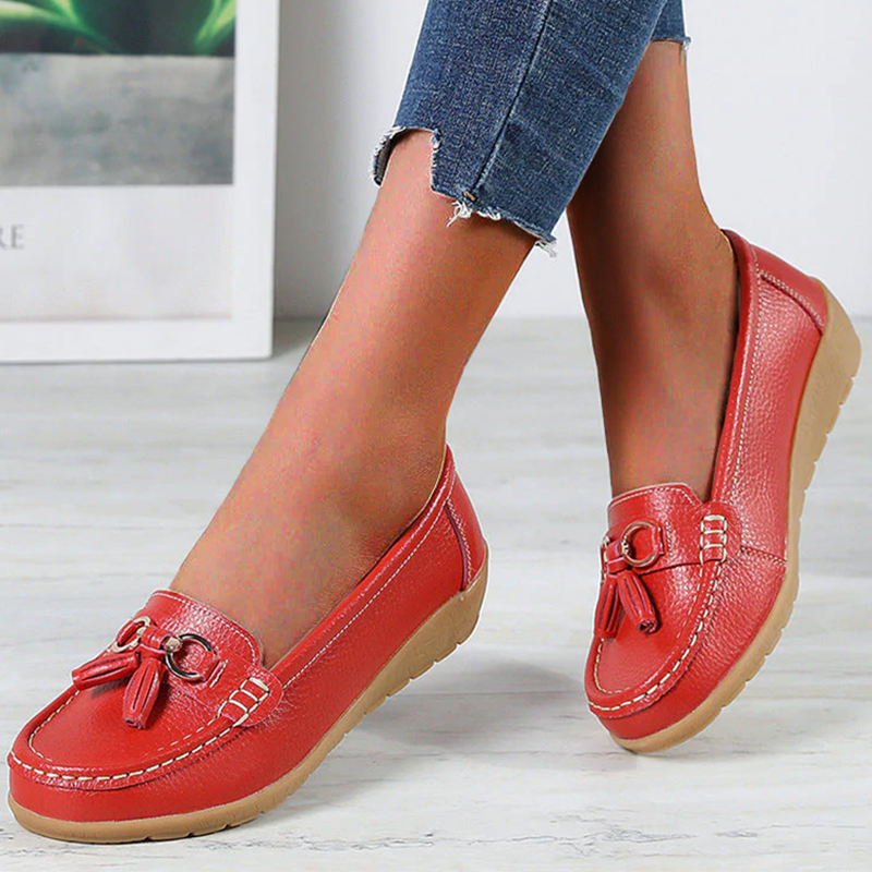 Judith - Tassel Loafers — Red