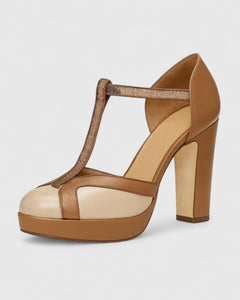 Blanche - Two Tone T-Bar Platform Heels