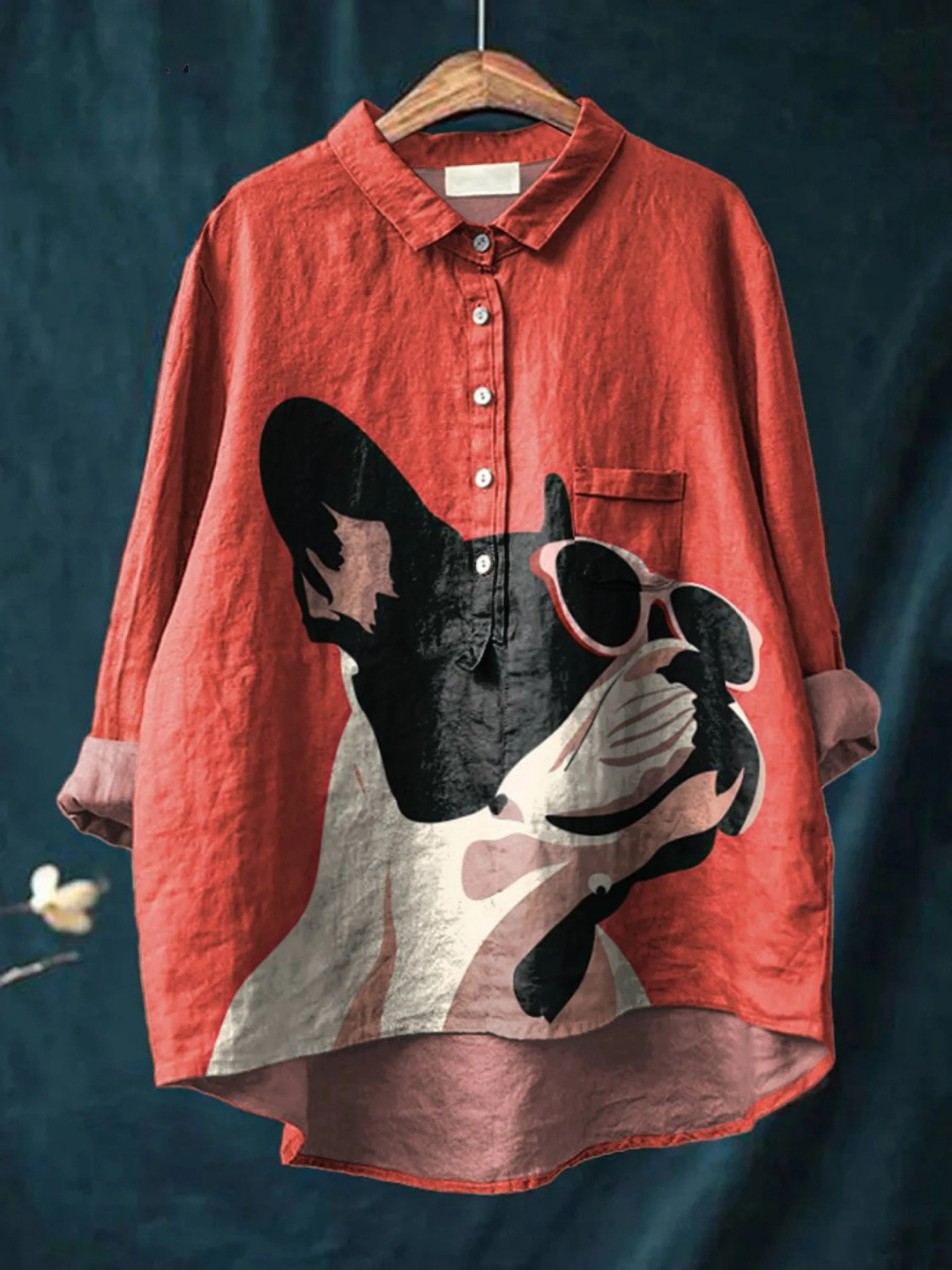 Charlotte - French Bulldog Print Top — Multicoloured