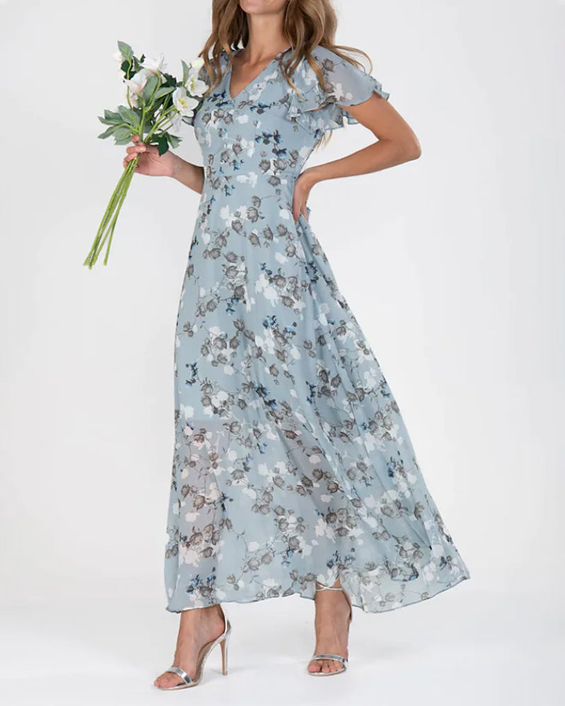 Victoria - Floral Chiffon Maxi Dress