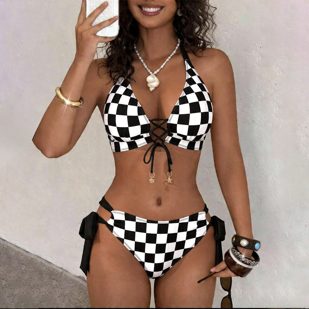 Clarissa - Checkerboard Halter Bikini