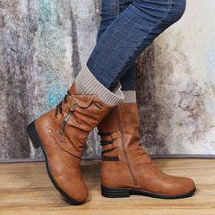 Delaney - Mid Boots with Knit Cuff — Brown