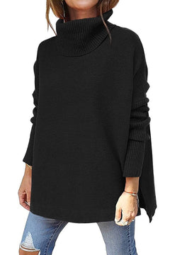 Jessica - Oversized Turtleneck Tunic — Black