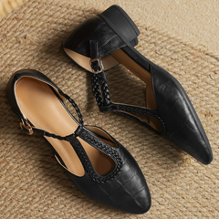 Henriette - Plaited T-Bar Shoes