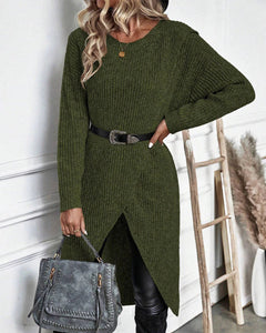 Imogen - Split Hem Knit Tunic — Green