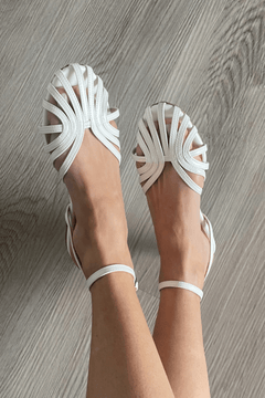 Constance - Woven Closed Toe Flats — White