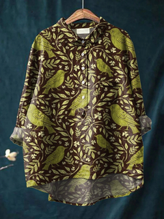 Constance - Leaf and Berry Print Shirt — Multicoloured