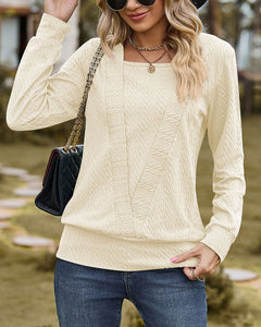 Victoria - Knit Long Sleeve Top — Beige