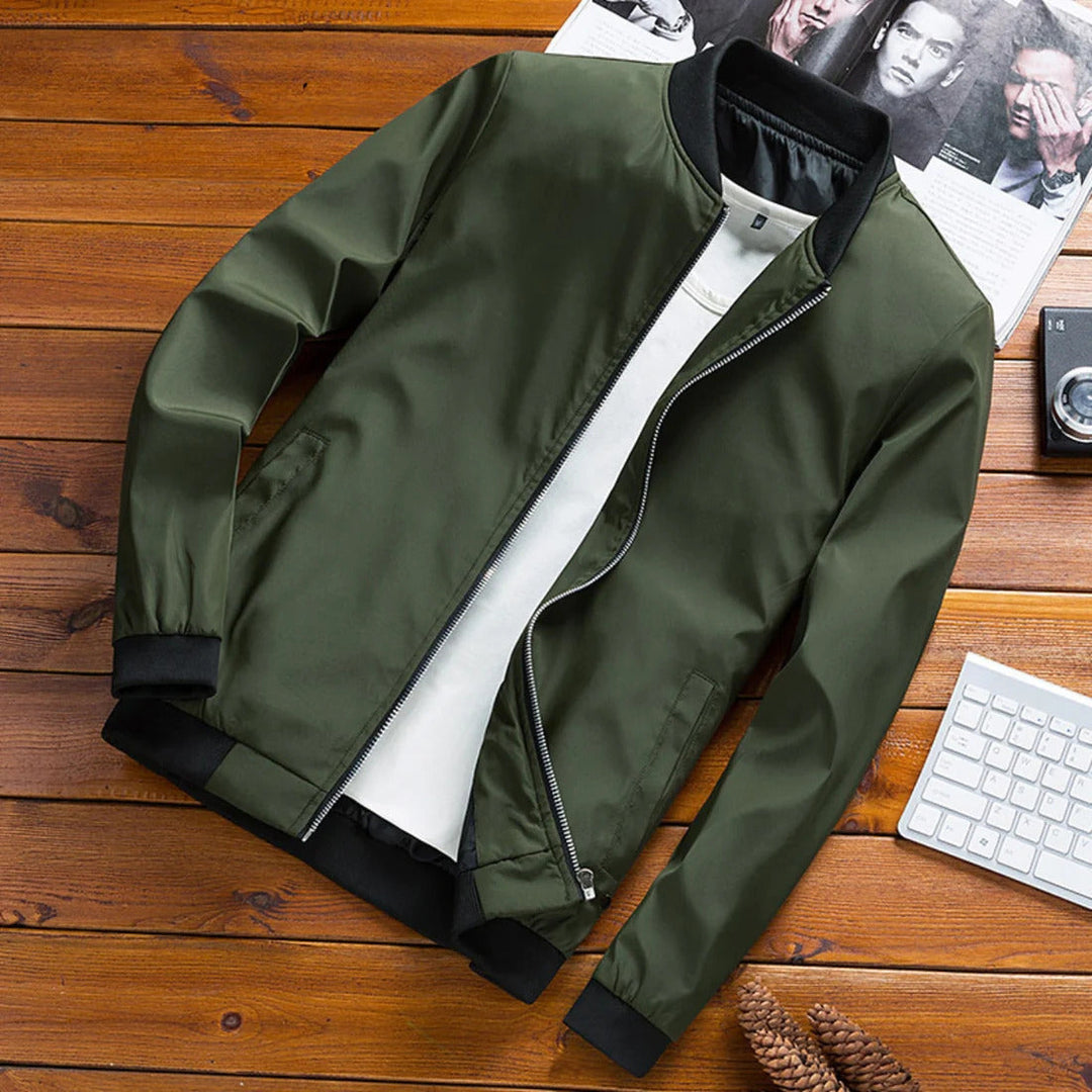 Henry - Zip Bomber Jacket — Green