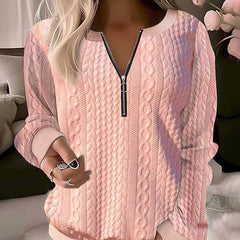 Anastasia - Cable Knit Half Zip Jumper — Pink