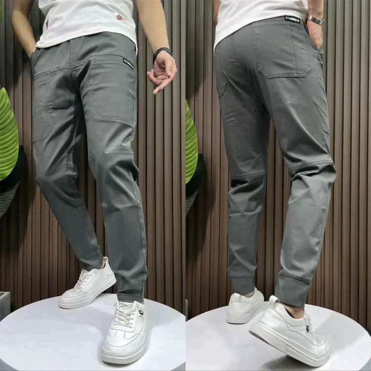 James - Slim Fit Cargo Trousers — Gray