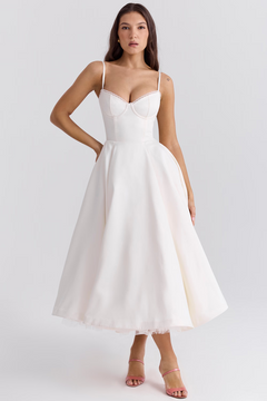 Grace - Corset Midi with Full Skirt — White