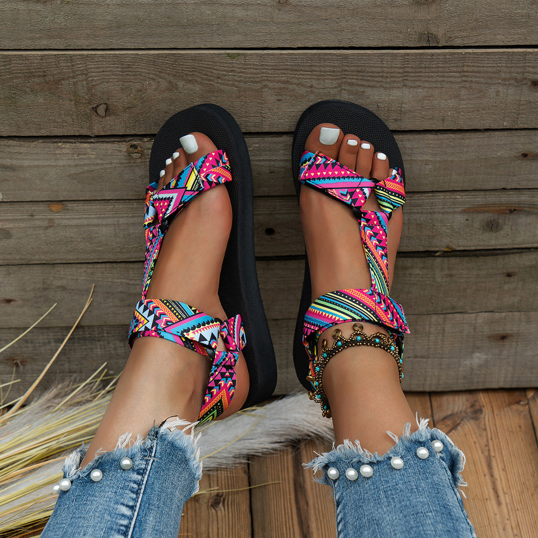 Elsie - Embroidered Flat Sandals