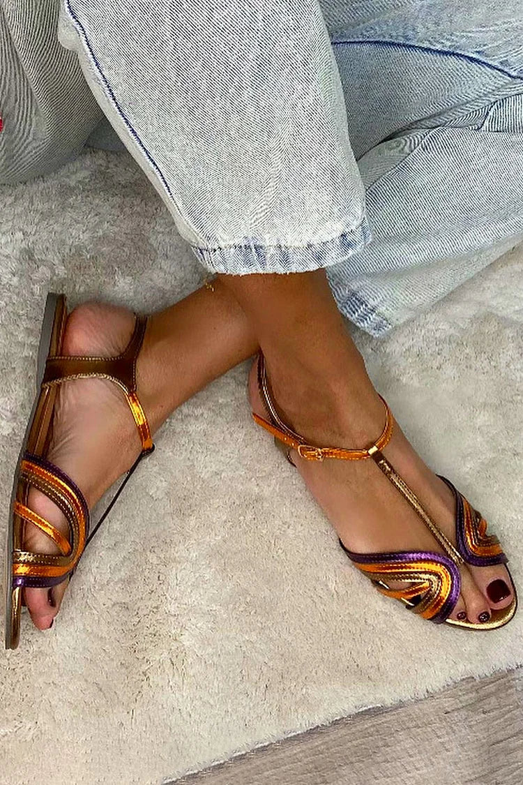 Bernadette - Painted Print Flat Sandals