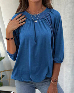 Madeline - Top with Puff Sleeves — Blue