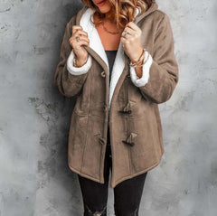 Olivia - Suede Duffle Coat with Sherpa