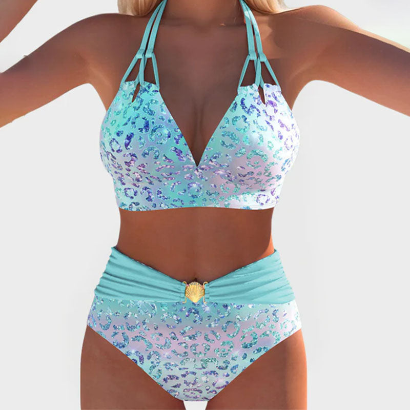 Sabrina - Shimmer Print Bikini Set — Light Blue