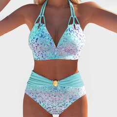 Sabrina - Shimmer Print Bikini Set — Light Blue