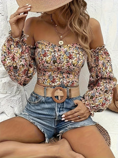 Dominique - Floral Smocked Bardot Top