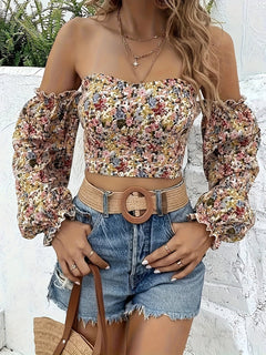 Dominique - Floral Smocked Bardot Top