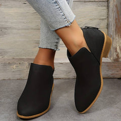 Clementine - Suede Ankle Boots with V Cut — Black