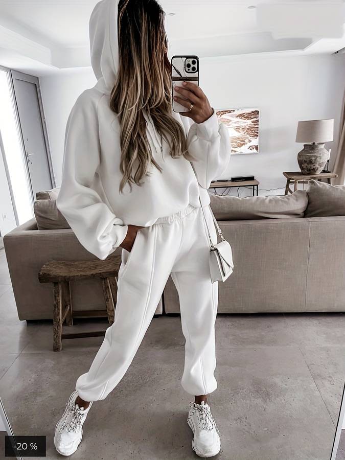 Stephanie - Oversized Hoodie Jogger Set — White