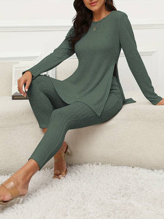 Bernadette - Ribbed Top and Leggings Set — Green
