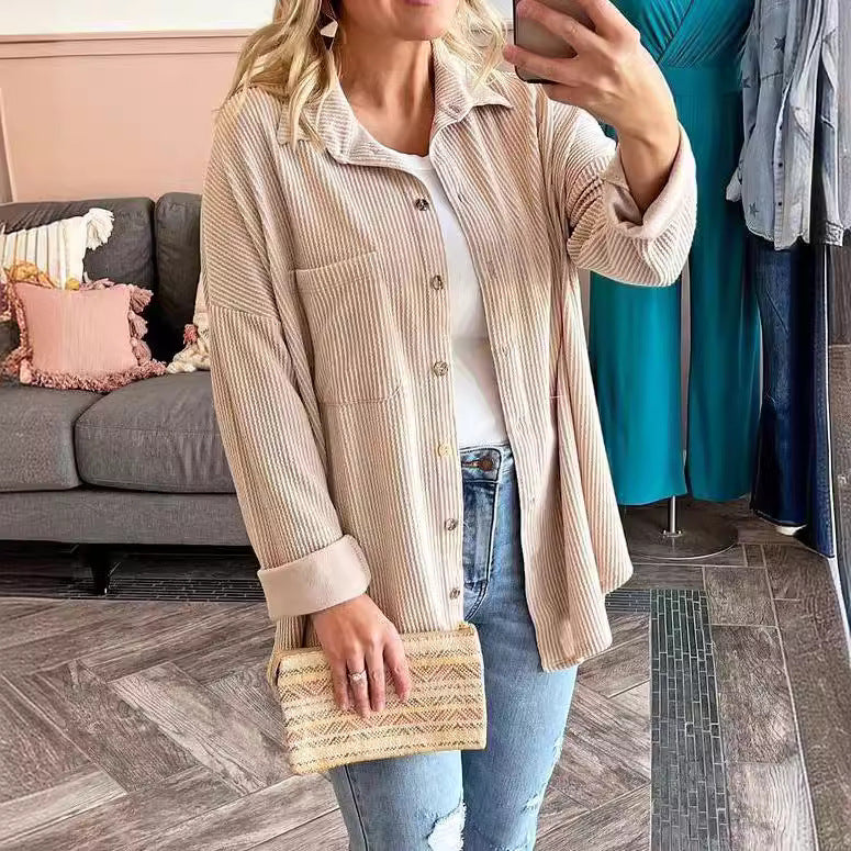 Aria - Textured Button Shirt — Khaki
