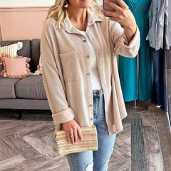 Aria - Textured Button Shirt — Khaki