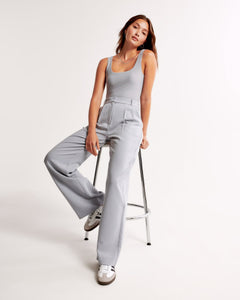 Chloe - Straight Leg Trousers — Light Grey