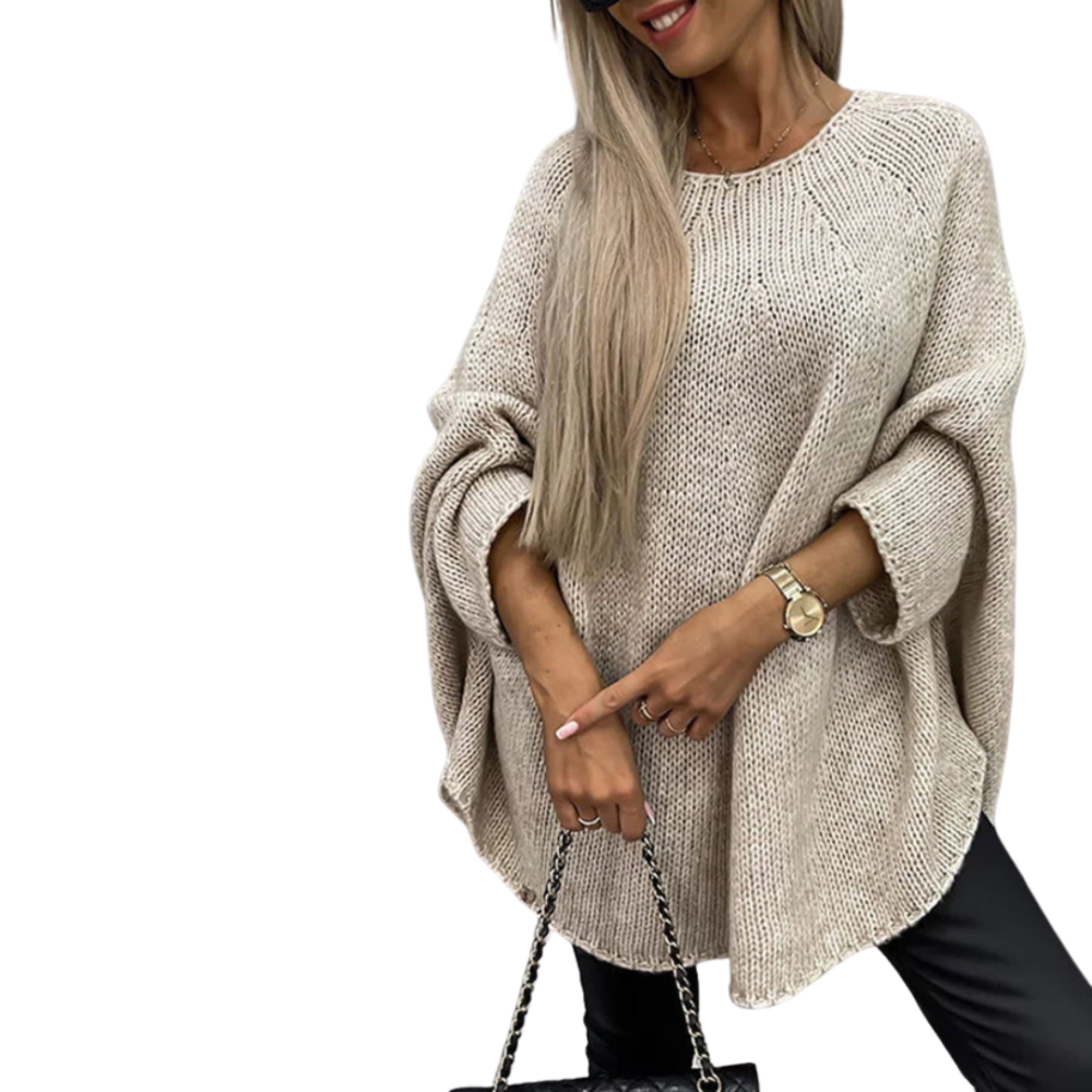 Alice - Oversized Batwing Jumper — Beige