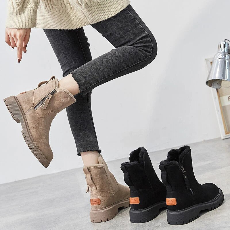 Samantha - Suede Boots with Fold Cuff