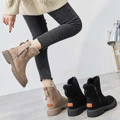 Samantha - Suede Boots with Fold Cuff