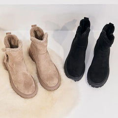 Samantha - Suede Boots with Fold Cuff