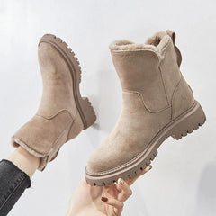 Samantha - Suede Boots with Fold Cuff — Khaki