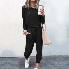 Hannah - Tee and Jogger Lounge Set — Black